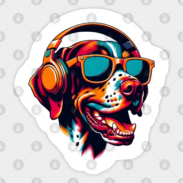 Portuguese Pointer Smiling DJ in Japanese Style Sticker by ArtRUs